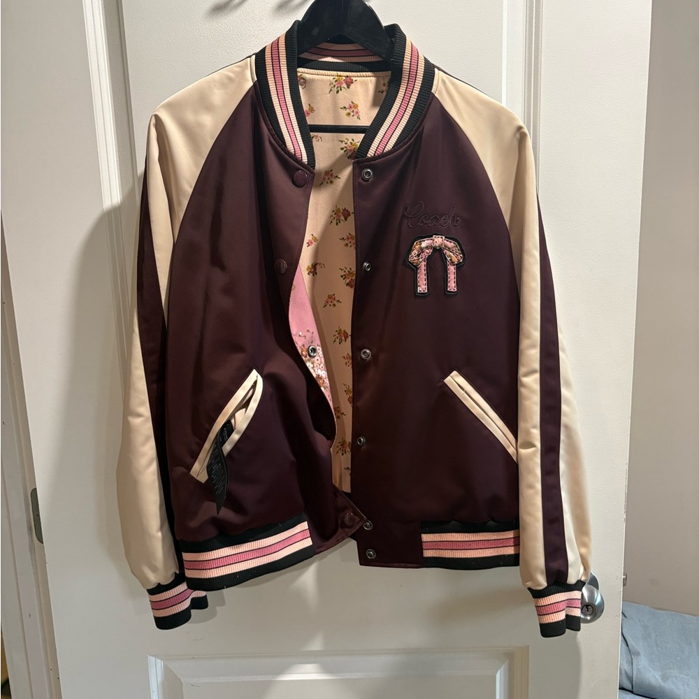 Coach Satin Reversible Satin Varsity Jacket